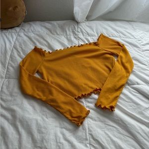 Mustard yellow off shoulder crop top